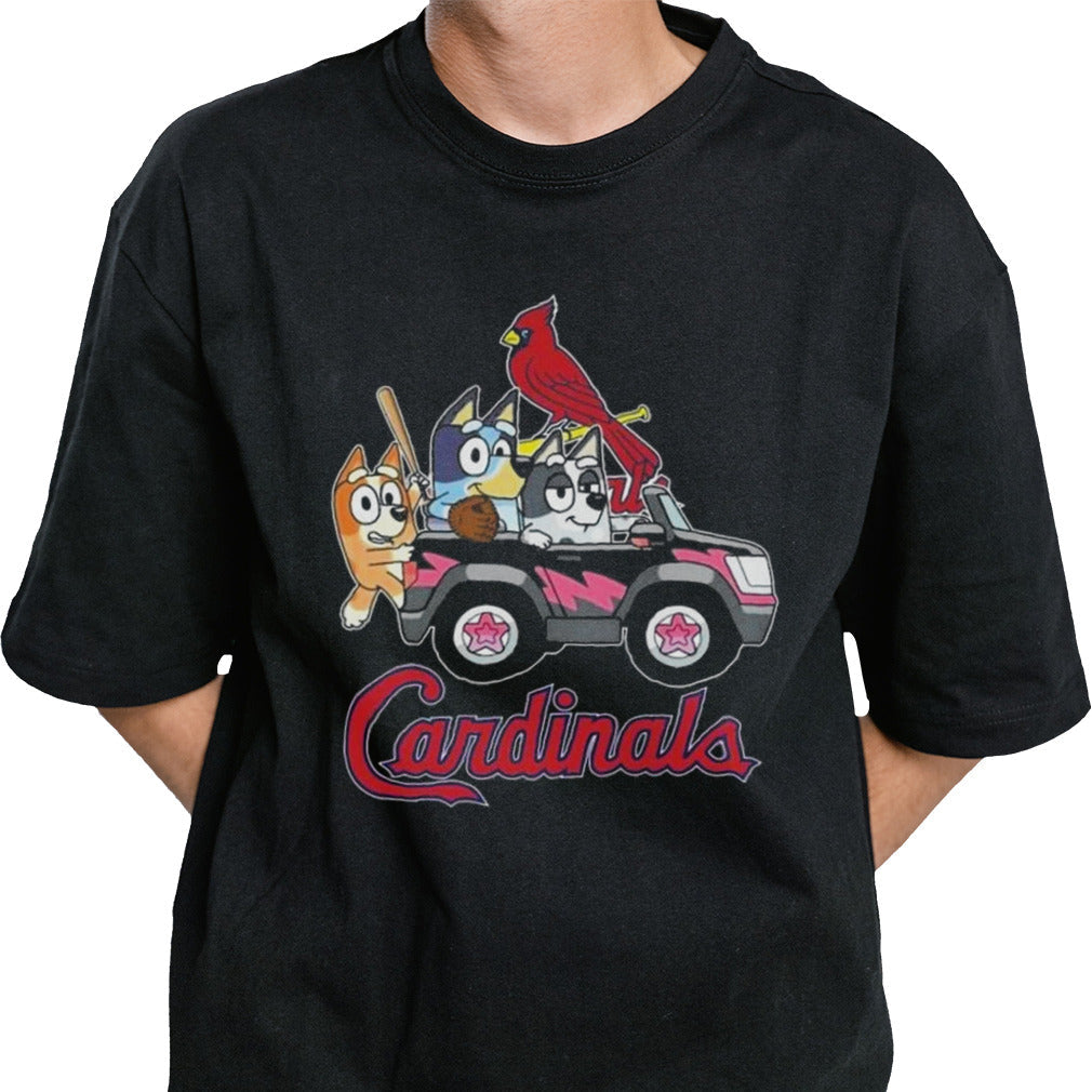 St. Louis Cardinals Baseball Fan Bluey Chilli Aunt Trixie Heeler 2024 T-shirt