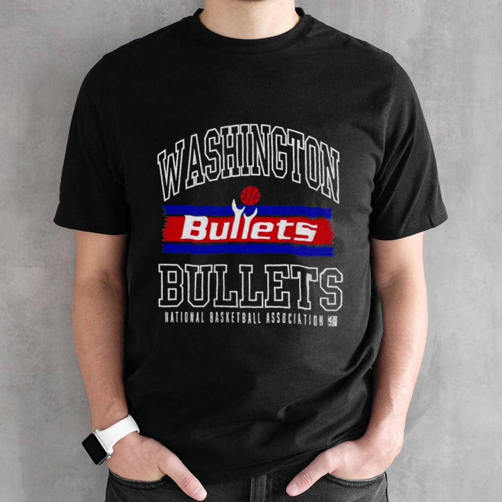 Striped Logo Lockup Slub Washington Bullets National Basketball Association T-shirts