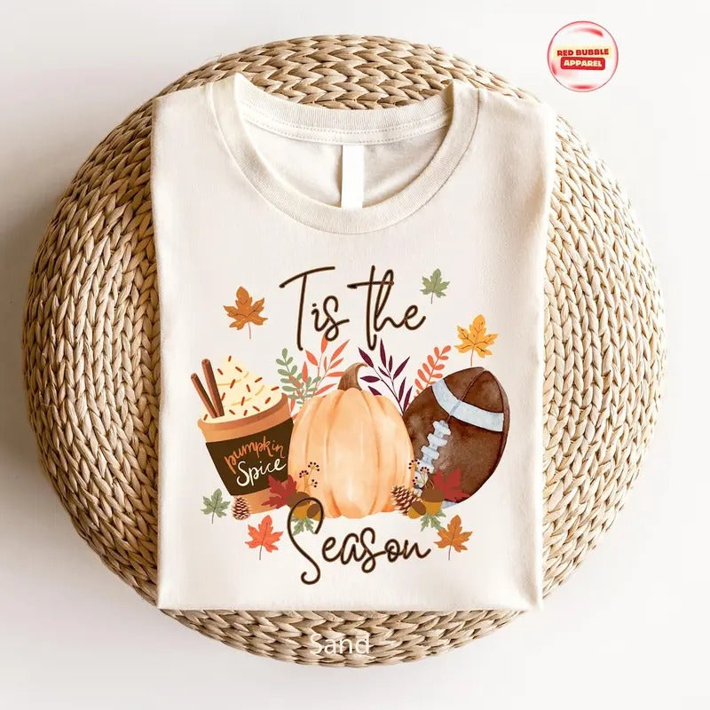 TIs The Season Shirt, Fall Shirt, Fall Football Shirt, Pumpkin Patch Shirt, Autumn Shirt, Womens Halloween Shirt Cotton Womenswear