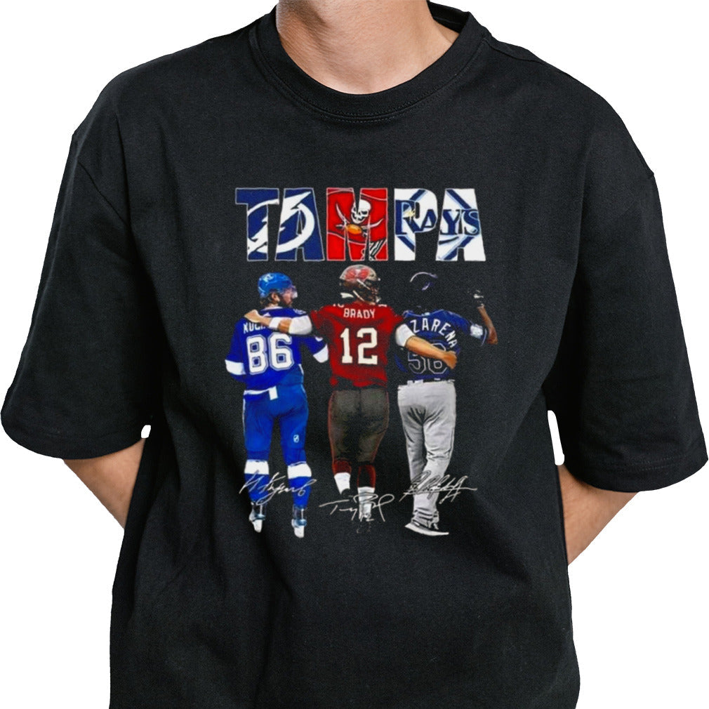 Tampa Bay Lightning Nikita Kucherov Buccaneers Brady Rays Arozarena Signatures 2024 T-shirt