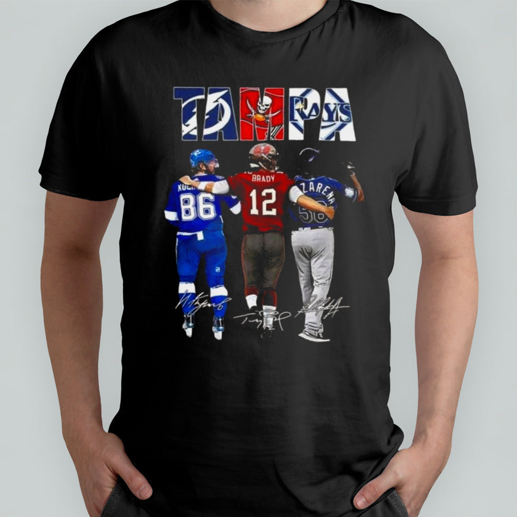 Tampa Bay Lightning Nikita Kucherov Buccaneers Brady Rays Arozarena Signatures 2024 T-shirt