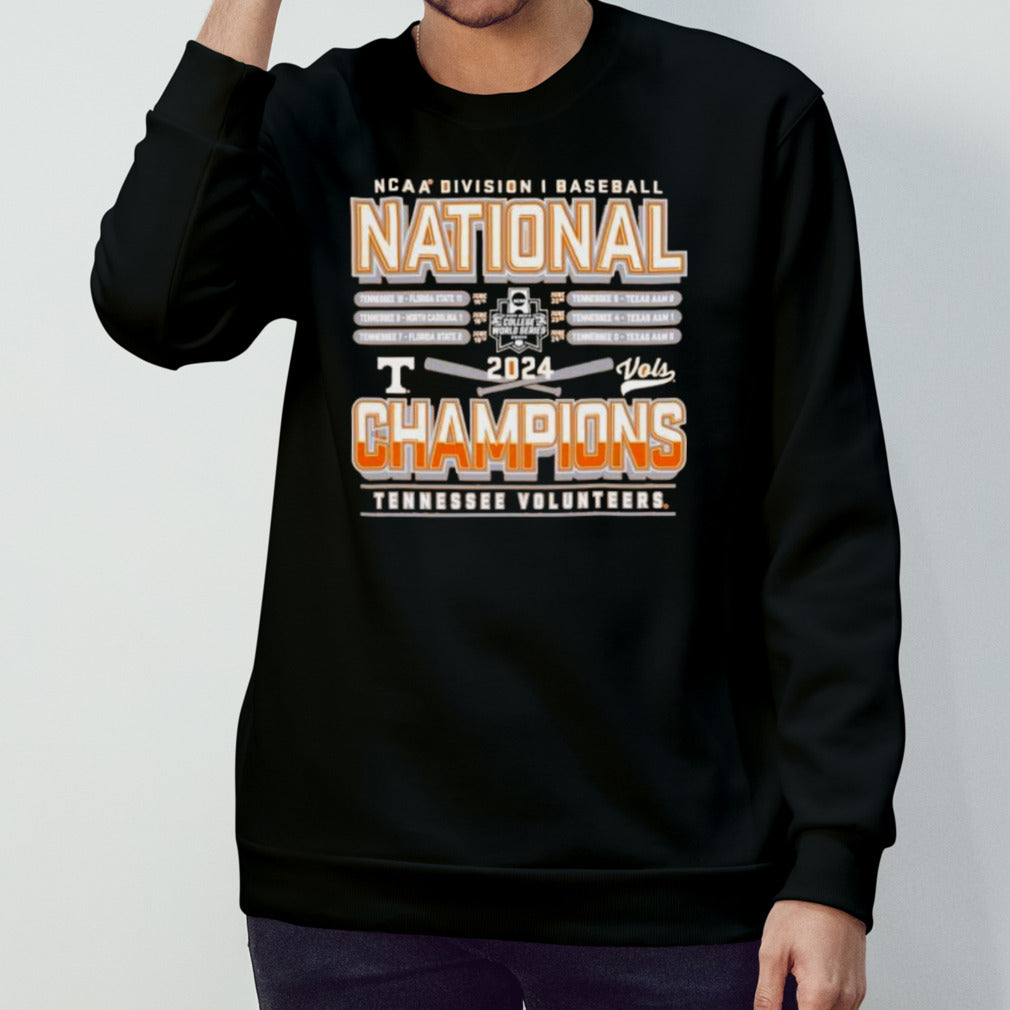 Tennessee Orange Tennessee Volunteers 2024 NCAA Menâ€™s Baseball College World Series Champions Schedule T-Shirt