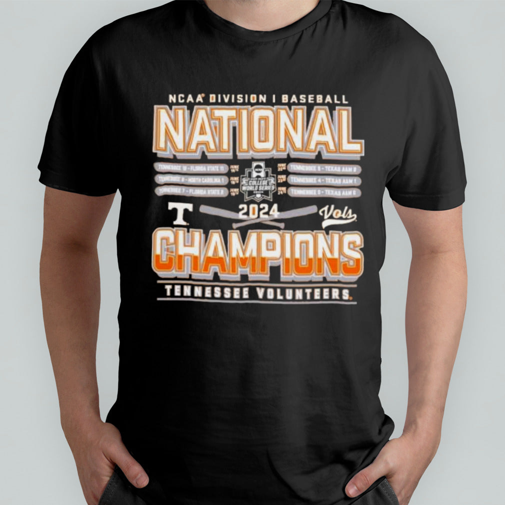 Tennessee Orange Tennessee Volunteers 2024 NCAA Menâ€™s Baseball College World Series Champions Schedule T-Shirt