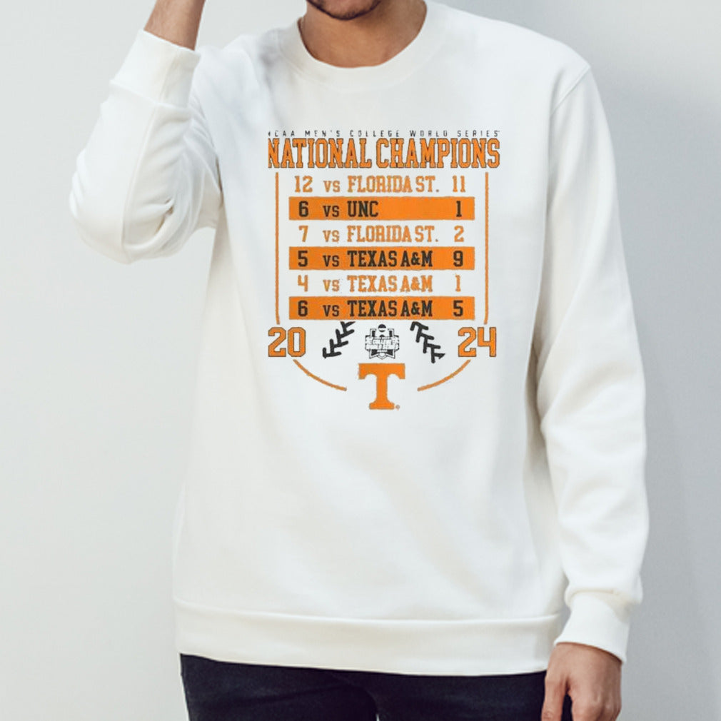 Tennessee Volunteers 2024 NCAA Menâ€™s Baseball National Champions Schedule shirt