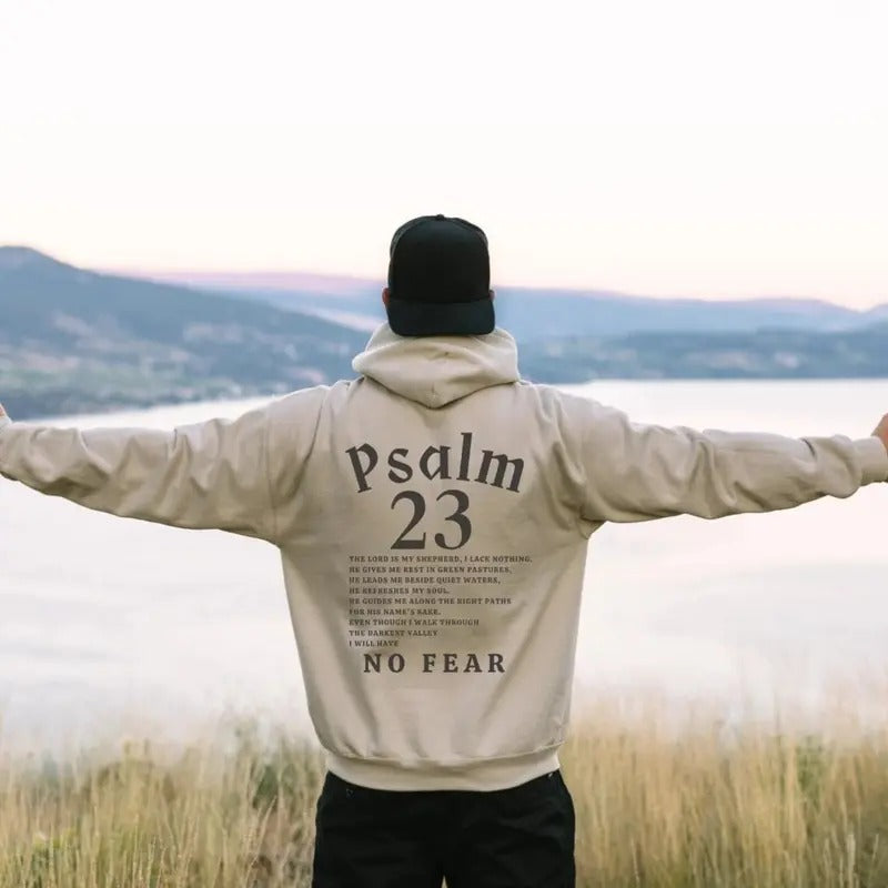 The Lord Is My Shepherd Hoodie - Psalm 23 Hooded Sweatshirt Cotton Menswear