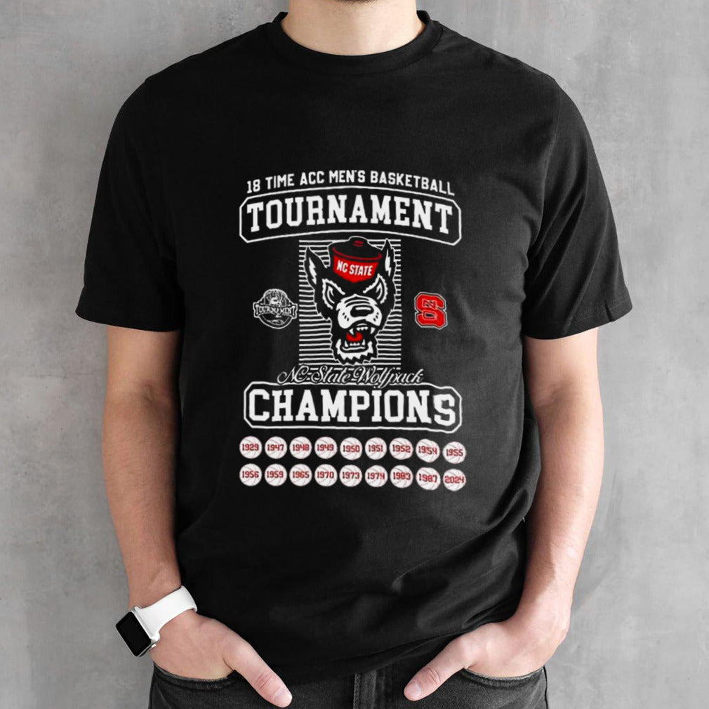 Uconn Huskies 18 Time Mensâ€™s Basketball Tournament Nc State Wolfpacks Back 2 Back 1999-2024 T-shirts