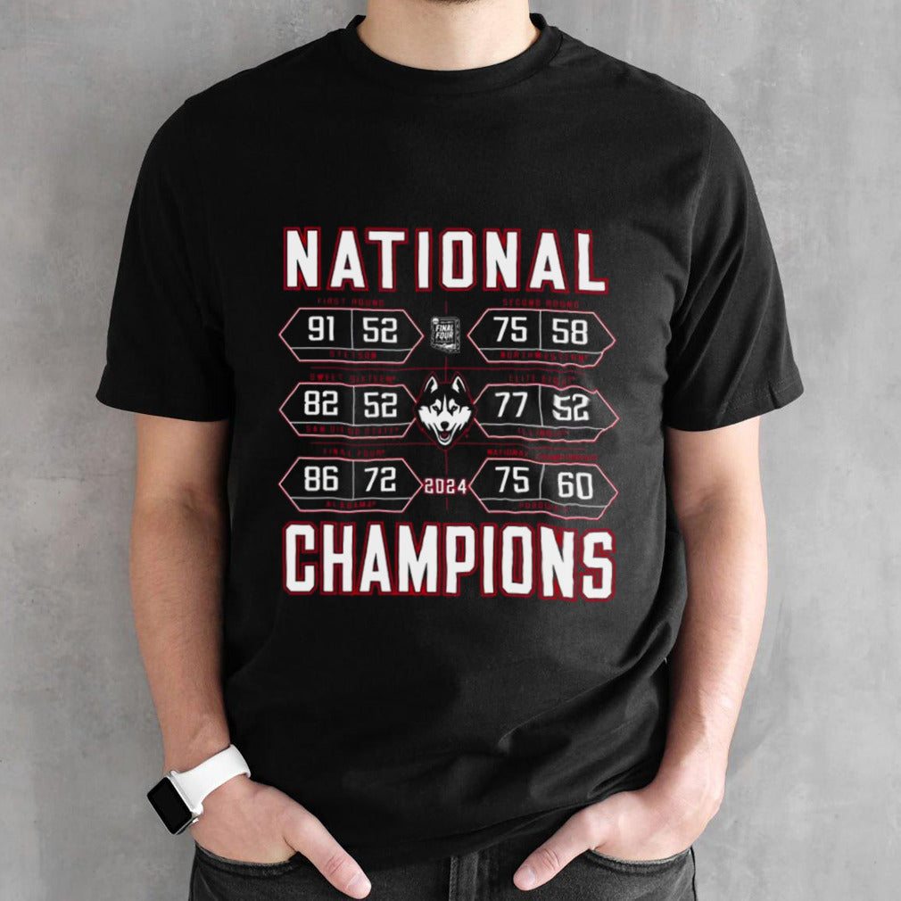 Uconn Huskies 2024 Ncaa Mensâ€™s Basketball National Champions Schedule T-shirts