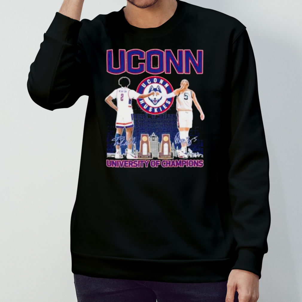 Uconn Huskies Mensâ€™s and Womensâ€™s Basketball University Of Champions 2024 Shirts
