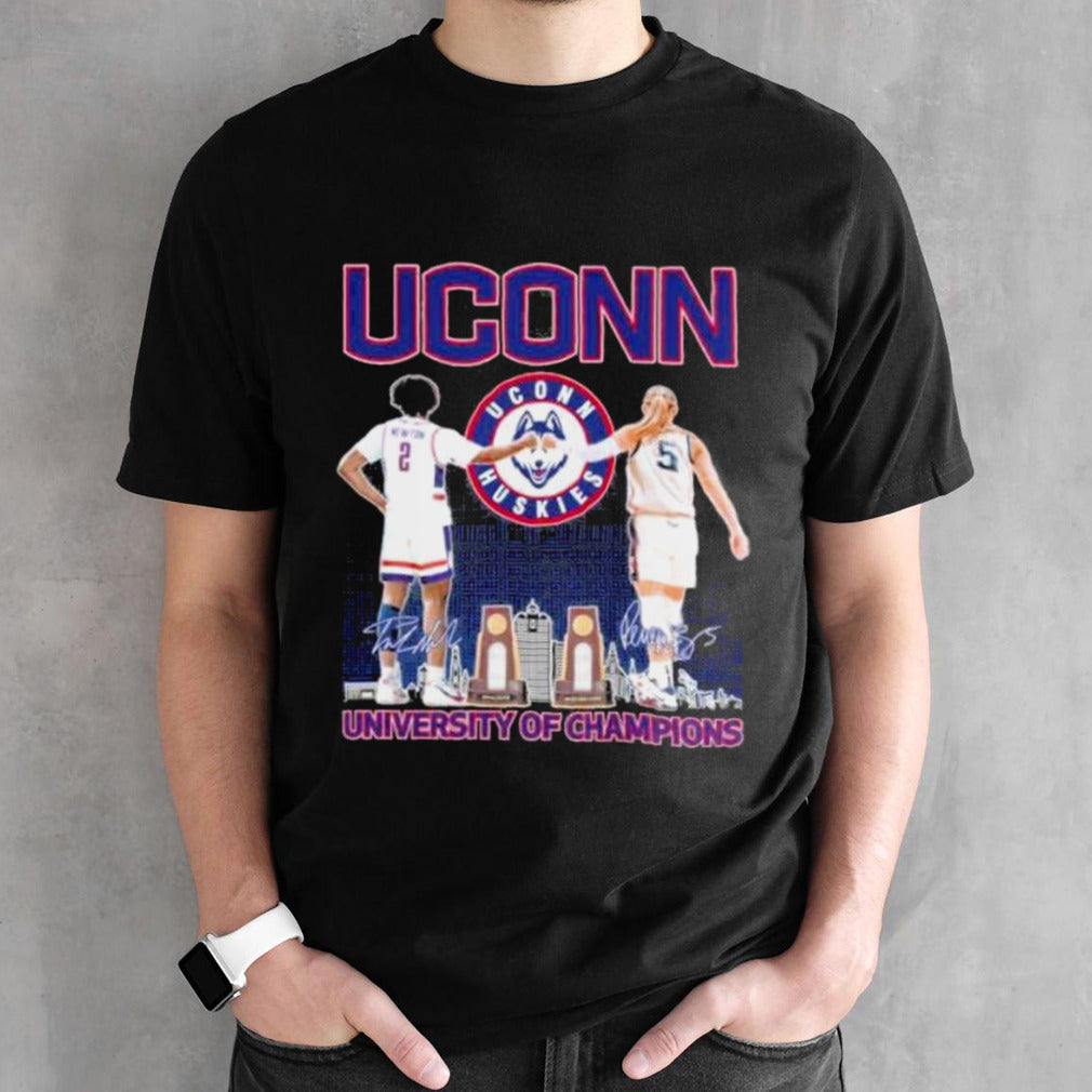 Uconn Huskies Mensâ€™s and Womensâ€™s Basketball University Of Champions 2024 Shirts