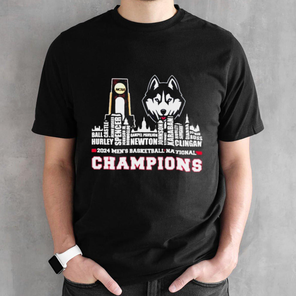 Uconn Huskies Skyline Players Names 2024 NCAA Mensâ€™s Basketball National Champions Shirts