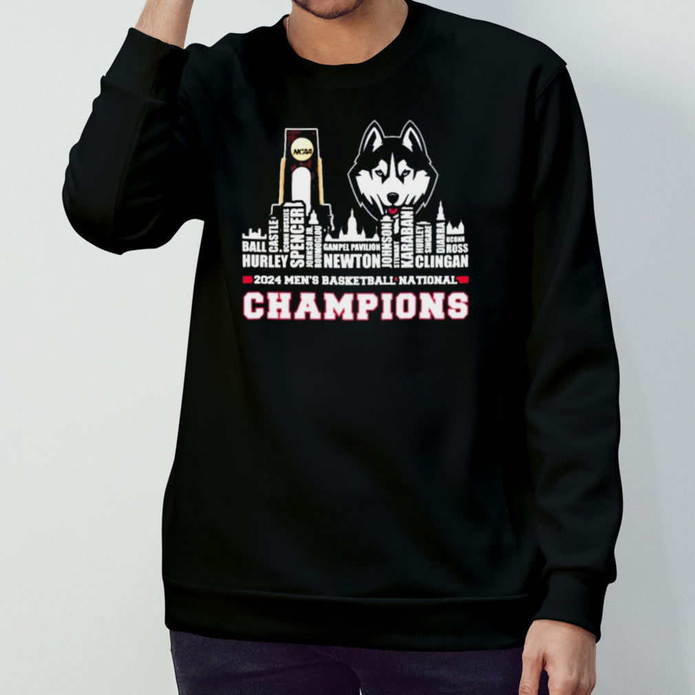 Uconn Huskies Skyline Players Names 2024 NCAA Mensâ€™s Basketball National Champions Shirts