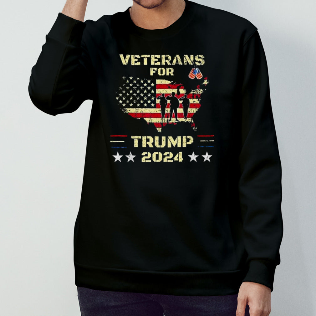 Veterans For Trump 2024 American Flag Election Dad Grandpa T-Shirt