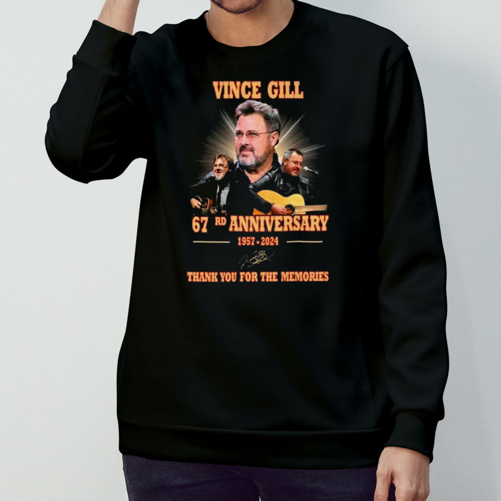 Vince Gill 67rd Anniversary 1957-2024 Thank You For The Memories Signature T-shirts