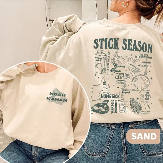 Vintage Stick Season Tour 2023 Sweatshirt, Two-Sides Noah Kahan Stick Season Tour 2023, Kahan Folk Pop Music Shirt, Country Music Shirt