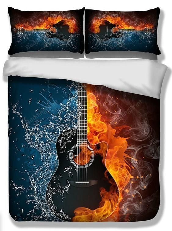 Water And Fire Guitar Bed Sheets Duvet Cover Bedding Sets