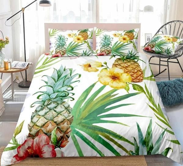 Watercolor Pineapple Bed Sheets Duvet Cover Bedding Setss