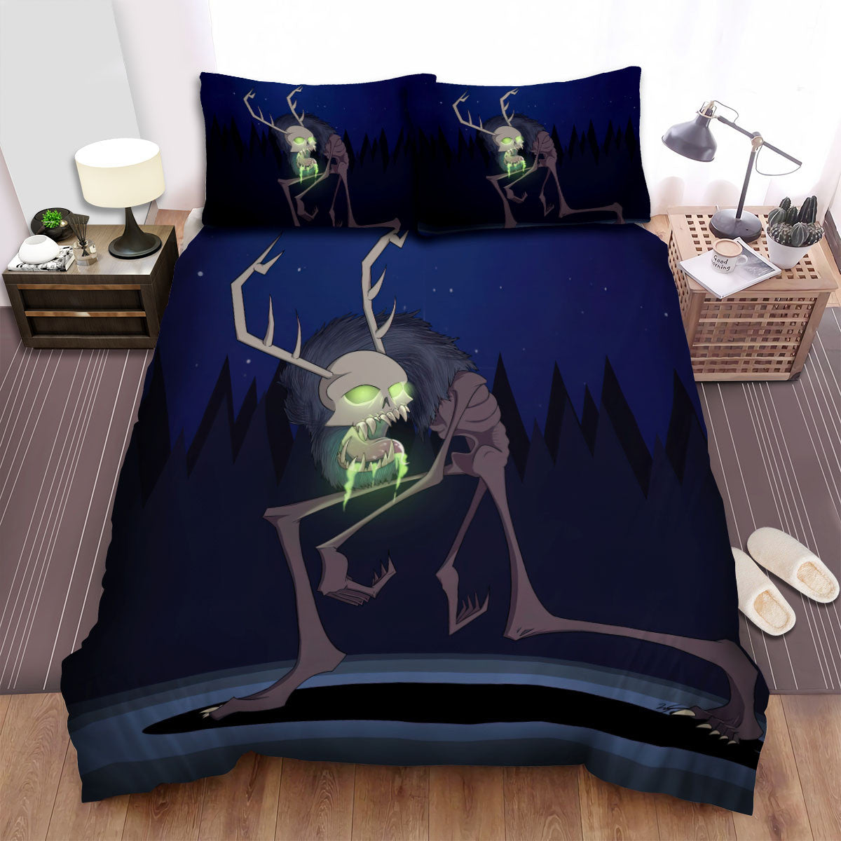 Wendigo Skull Cartoon Illustration Bed Sheets Spread Duvet Cover Bedding Setss