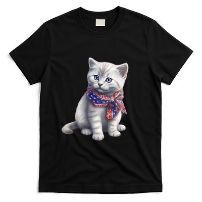American Cat 4th Of July Cat Patriotic Cats British Shorthair Kitten T-Shirt