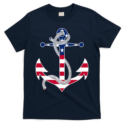 American Flag Patriotic Anchor - Memorial Day 4th Of July T-Shirt