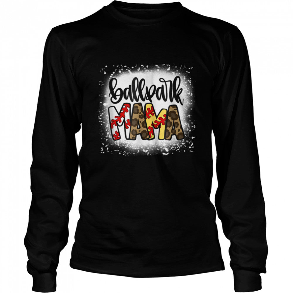 BallPark Mom Mama Baseball Softball Mothers's Day Bleached T-Shirt B09WD1MFSHs