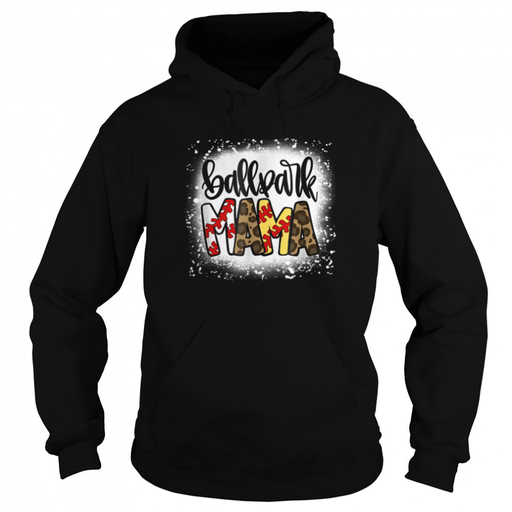 BallPark Mom Mama Baseball Softball Mothers's Day Bleached T-Shirt B09WD1MFSHs