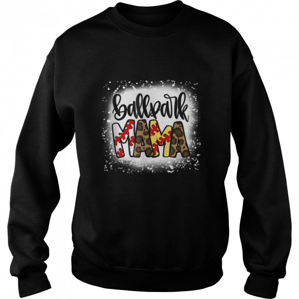 BallPark Mom Mama Baseball Softball Mothers's Day Bleached T-Shirt B09WD1MFSHs