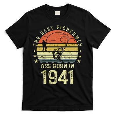 Best Fishermen Are Born In 1941 80th Birthday Fishing Gift T-Shirt