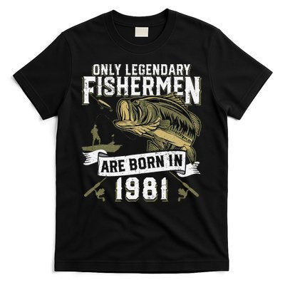 Cute 41 Year Old Fishing Birthday Born 1981 41st Fisherman Gift T-Shirt