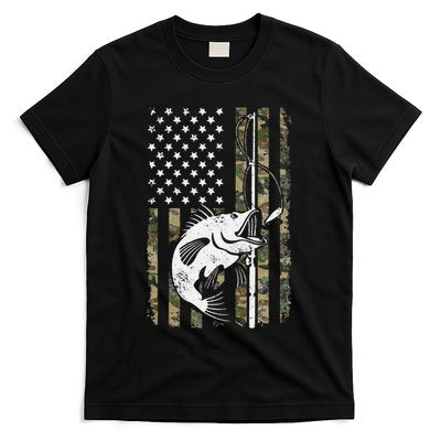Camouflage American Flag Bass Fishing Gift Fisherman T-Shirt