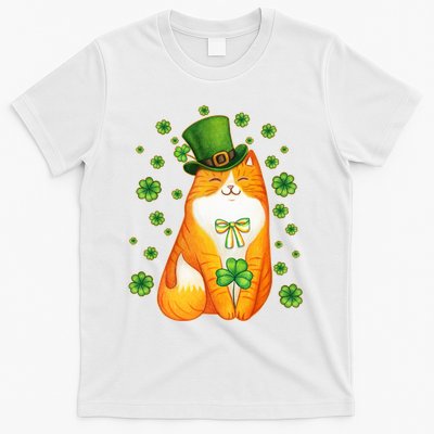 Cute Lucky St PatrickS Day Orange Tabby Cat T-Shirt