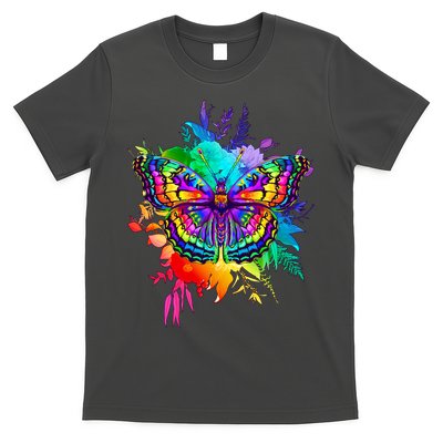 Colorful Rainbow Painted Butterfly Flowers T-Shirt