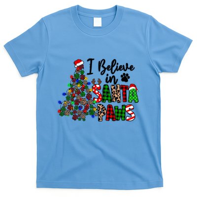 Dog Lover I Believe In Santa Paws Cute Christmas Paw Tree Gift T-Shirt