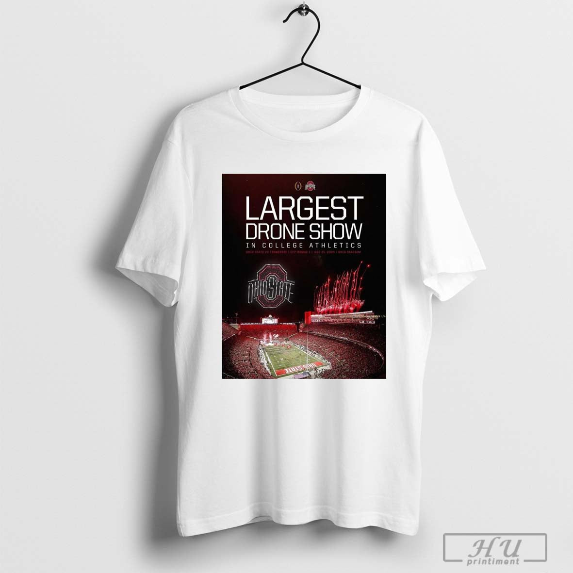 Poster Ohio State Buckeyes Vs Tennessee Vols Largest Drone Show In College Athletics Cfp Round 1 December 21 T Shirt Sweatshirt Cutom Poster Coffee Mu