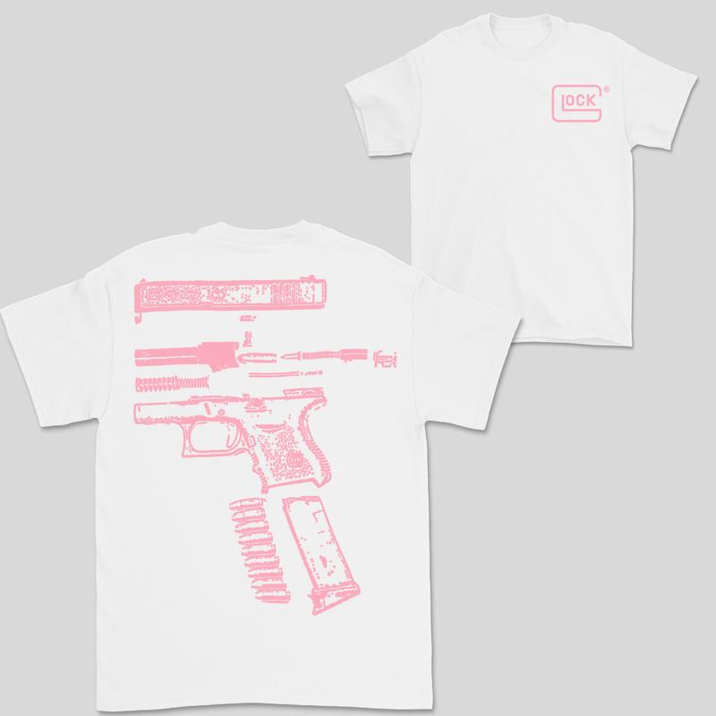 In Glock We Trust Double Side White Version Shirt Menswear Top, New Design color Red,Yellow,Blue,Green,Light Pá»‹nk,Purple,White