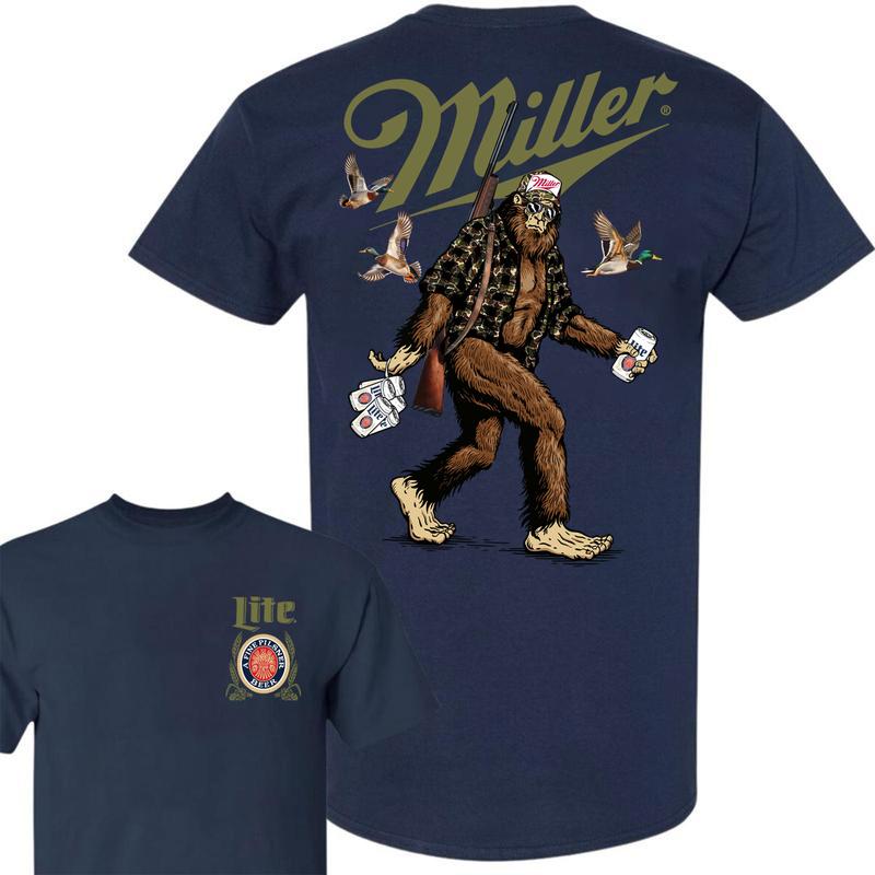 Big Foot Hunting Miller Lite 2-sided shirt, Hunting shirt, shirt Full Color Full Size for men and women