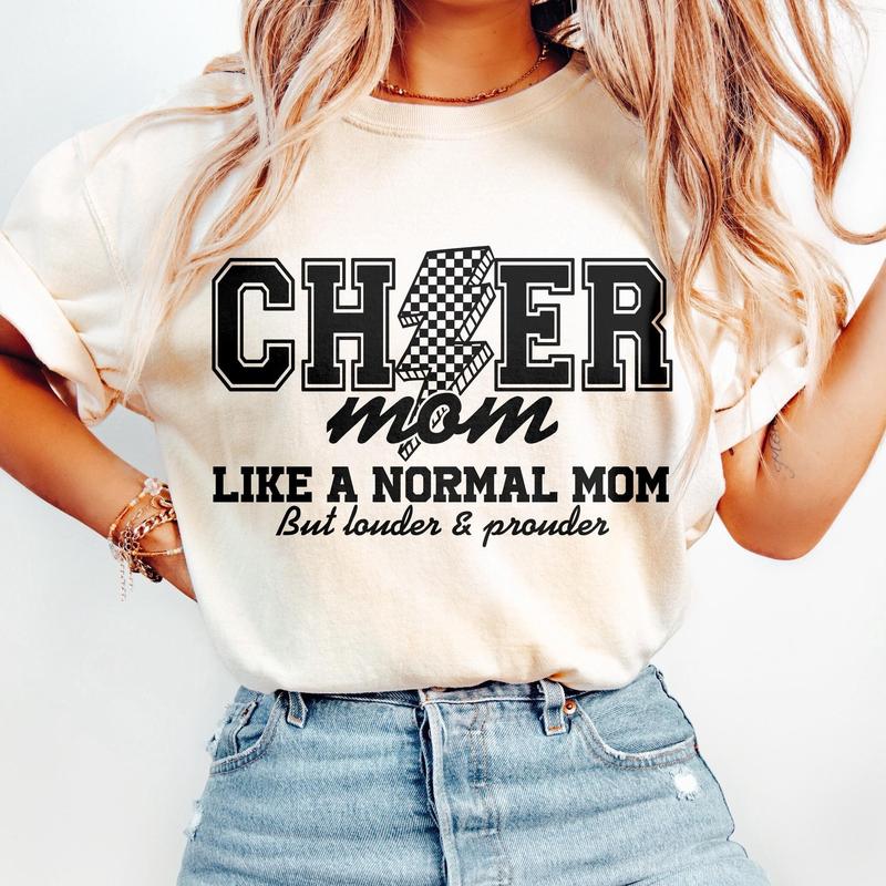 Cheer Mom Sweatshirt, Cheerleader Sweater, Cheerleader Mom Shirt, Cheer Mom Shirt, Cheer Life, Mom Life Tee, Full Sizes, Full Colors, Cotton Round Nec