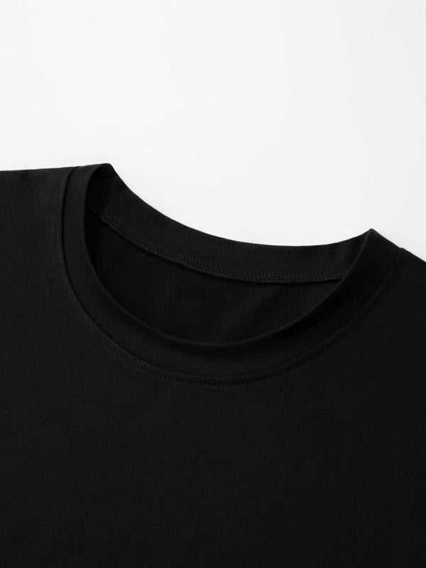 Men's Plus Size Letter Print Round Neck Tee, Regular Fit Casual Fashion Short Sleeve T-shirt for Summer, Graphic Tees, Men's Streetwear Top for Daily Wear