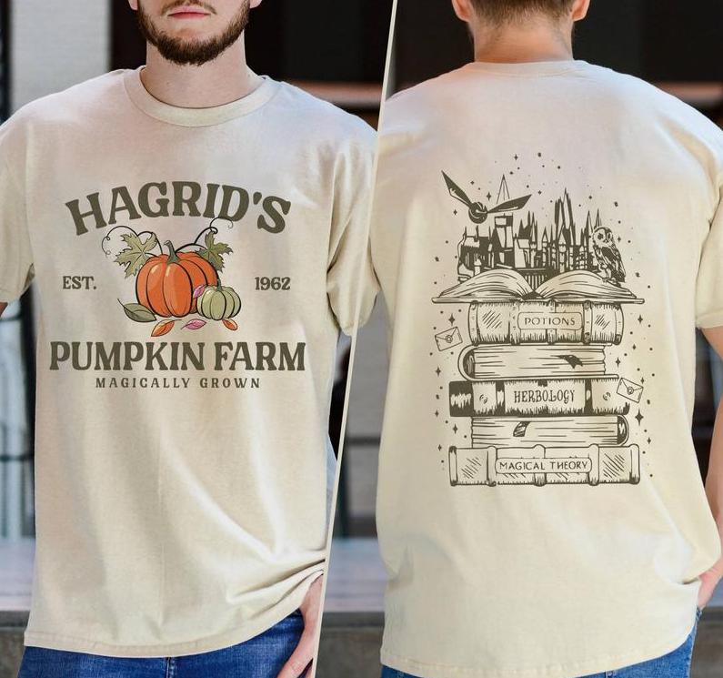 Hagrid's Pumpkin Farm 2side Shirt - Sweatshirt - Hoodie, HP Fan Gift, Potterhead Gift, Magical Wizard Pumpkin Shirt, Est 1962, Halloween Sweatshirt Hoodie, Full Color, Classic Fashion, Tee Print