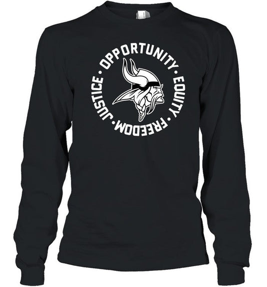 Ed Donatell Minnesota Vikings Justice Opportunity Equity Freedom T-Shirt