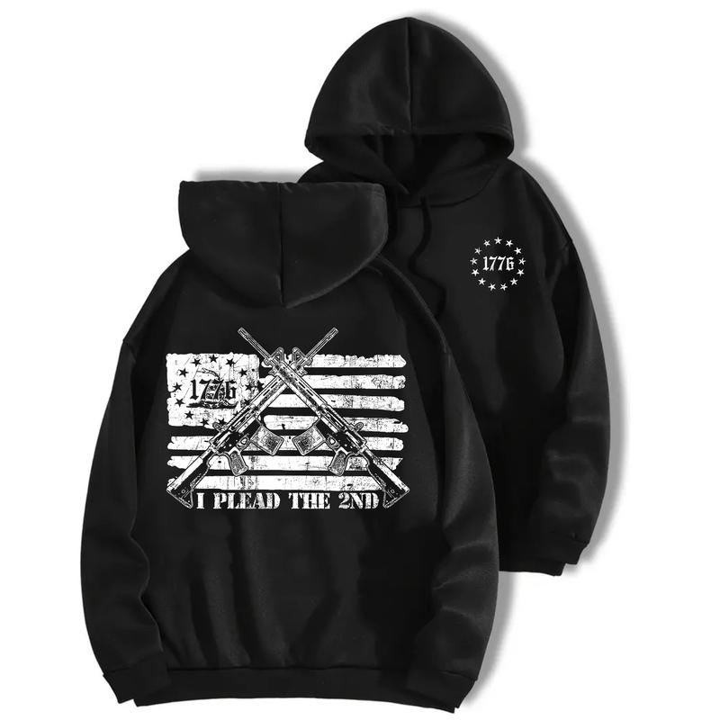 Vintage 1776 I Plead The 2ND Flag USA Hoodie for Men and Women Menswear Classic