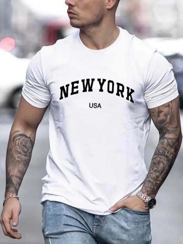 Men's Summer Clothes,Ã‚Â Casual Letter Print Round Neck Short Sleeve GraphicÃ‚Â Tee, Regular Fit Crew Neck T-Shirt for Daily Wear, Fashion Men Clothes for S