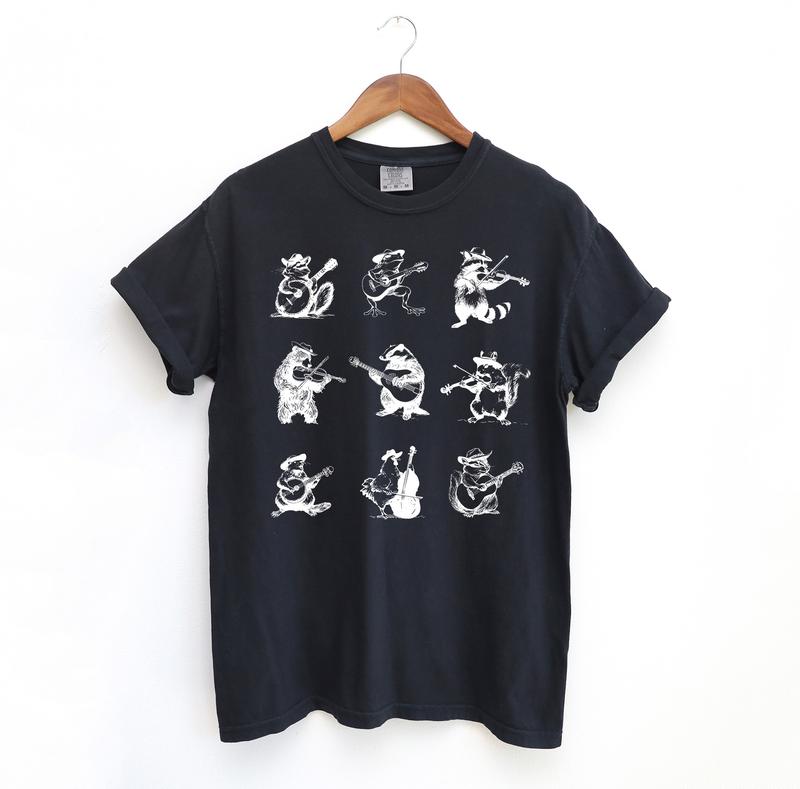 Animals Playing Music Funny T Shirt, Silly Comfort Colors Shirt