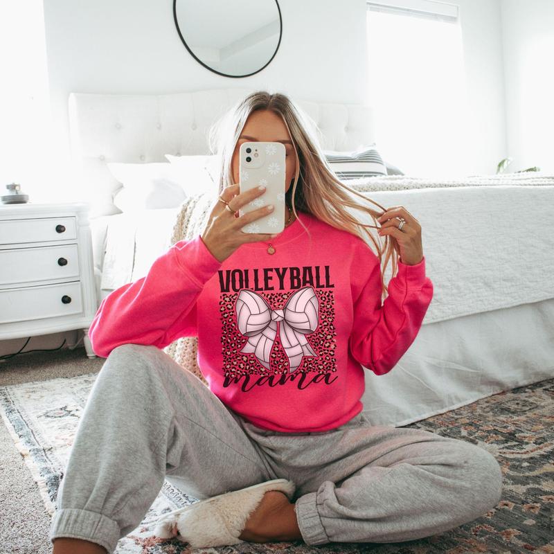 Volleyball Bow Mom Sweatshirt, Volleyball Mama, Game Day Sweatshirt, Gift for Volleyball Mom Sweatshirt, Hoodie, Comfort Colors