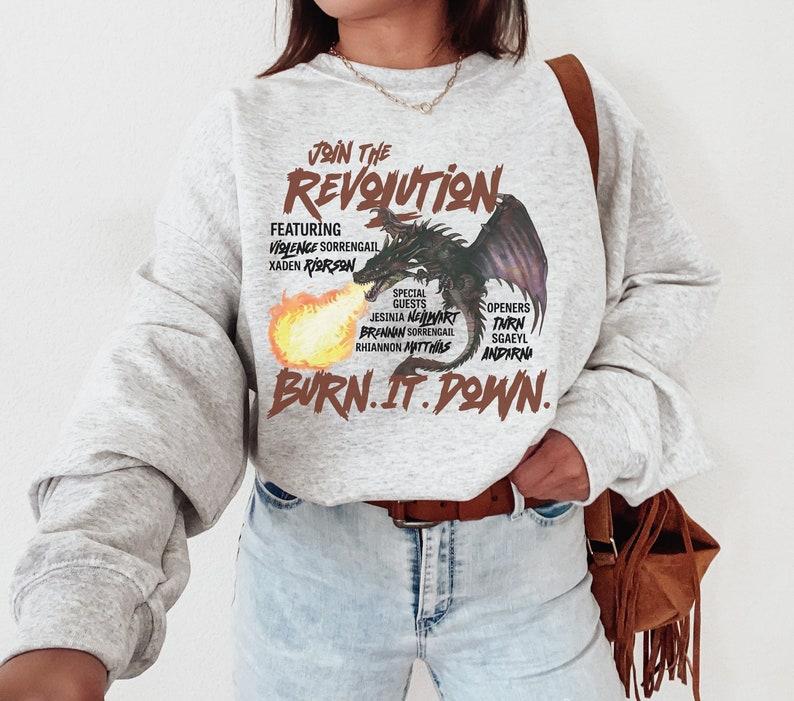 Empyrean Burn It Down Fourth Wing Sweatshirt, Iron Flame House Riorson, Dragon Book Merch, Fantasy Bookish Sweatshirt, Basgiath War Crewneck, Book Lov