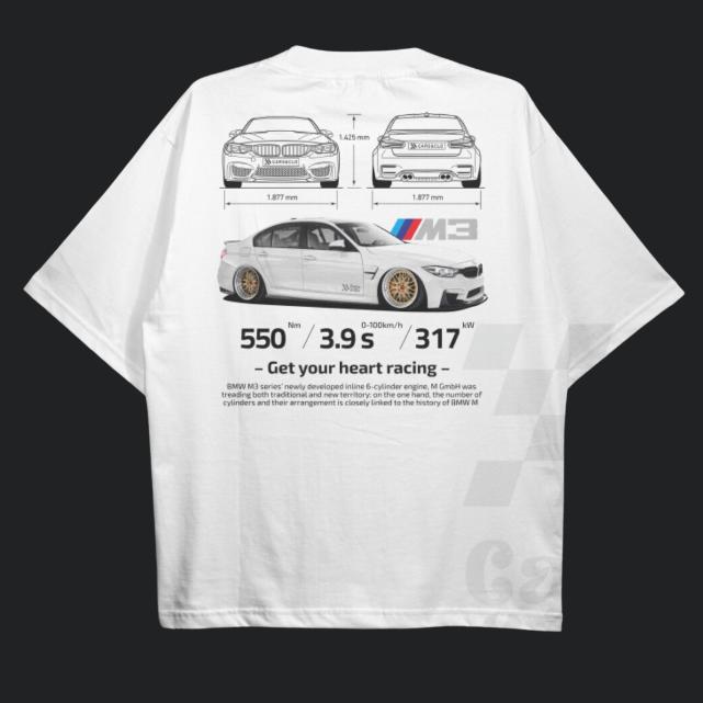 Drive in Style Car-Themed T-Shirts, F80 M3 BluePrint White T-Shirt, F80 M3  BluePrint Technical Specs T-Shirt, Racing Shirt, Sport Car Shirt Menswear