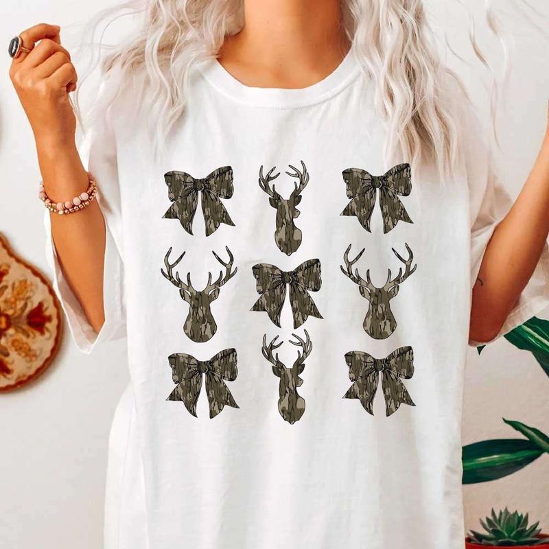 Deer Hunt Camo Coquette Sweatshirt, Camo Bow T-Shirt Sweatshirt, Hunting Lover Shirt, Shirt for Women Men