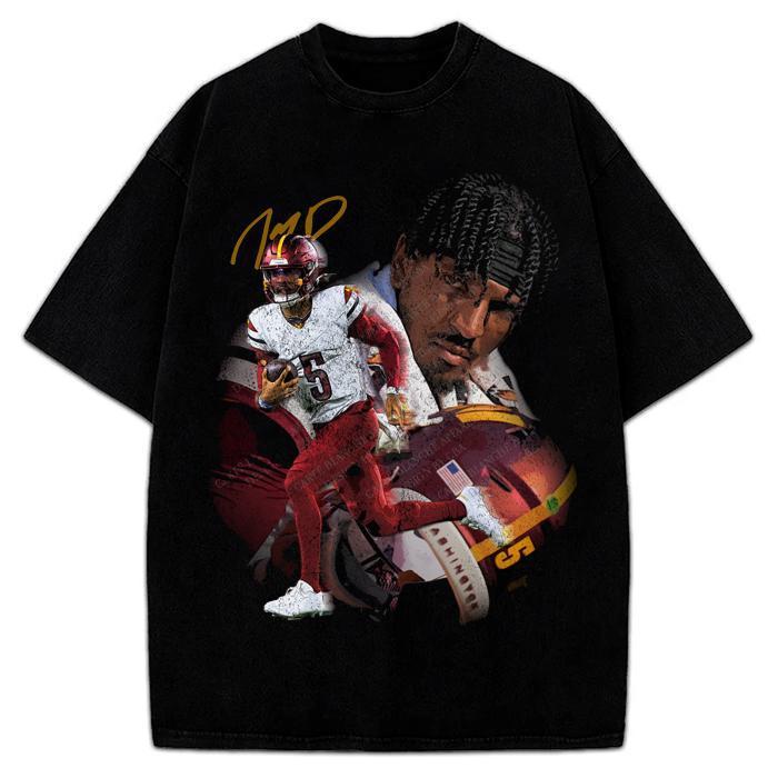 Jayden Daniels T-Shirt Washington Rookie Star Custom Graphic Football Tee, Vintage 90s Unisex Football Tees, Football T-Shirts, Sports Shirt, Game Day