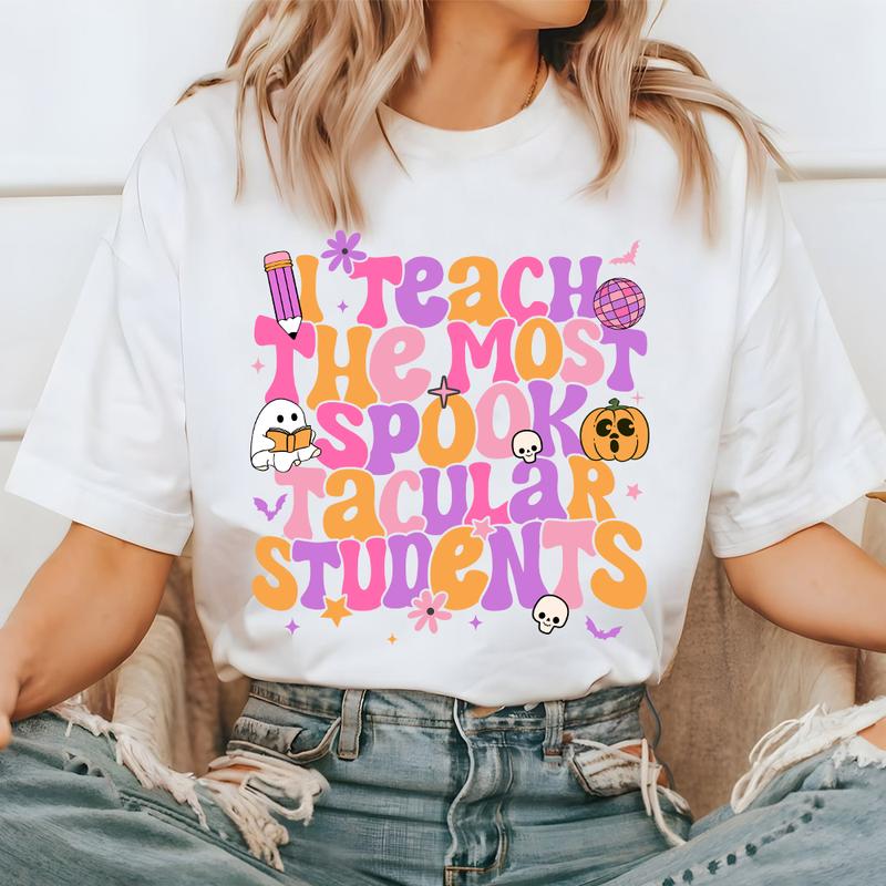 Halloween Teacher Shirt, I Teach The Most Spooktacular Students, Groovy Teacher Shirt, Retro Halloween Teacher, Kindergarten Teacher