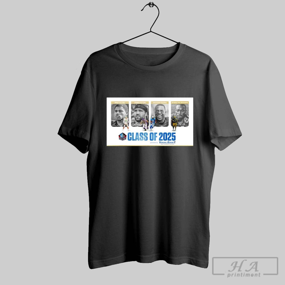 Pro Football Hall Of Fames Class Of 2025 Allen Allen Antonio Gates Sterling Sharpe Signatures Poster T Shirt