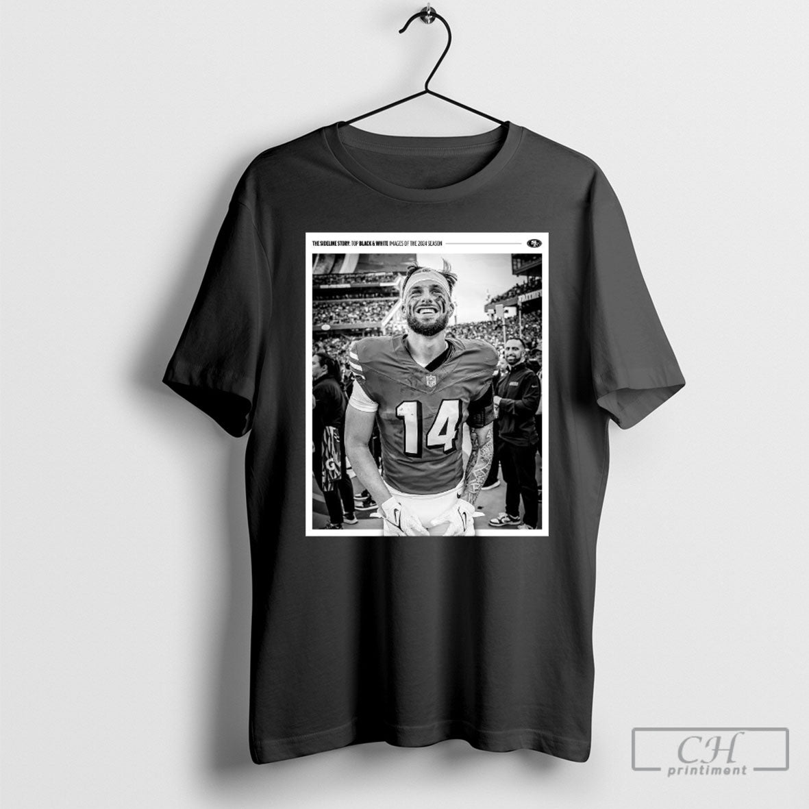 San Francisco 49ers Ricky Pearsall The Sideline Story Top Black And White Shirt Poster